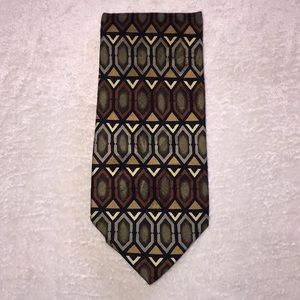 NWOT 100% silk tie Z Inc. olive/gold/blk/brwn